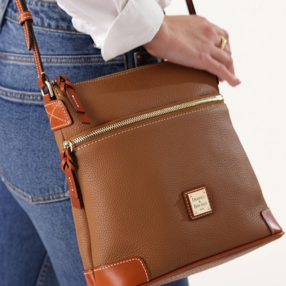Dooney & Bourke White Ostrich With Tan Accents Leather Bag - Picture 5 of 9